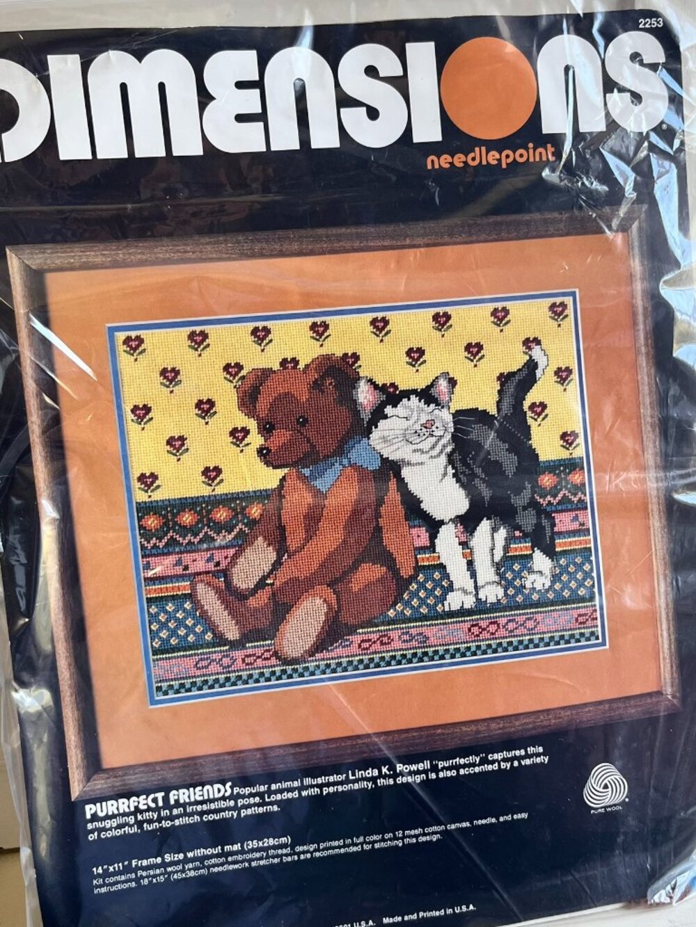 Dimensions Purrfect Friends Teddy Kitten Needlepoint Embroidery Kit 14" x 11"